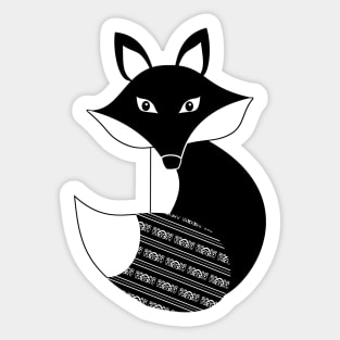 Cute Black and White Fox with Filigree Tail Sticker